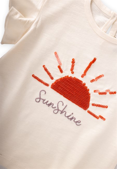 Pullu T-Shirt 1-10 Yaş Ekru