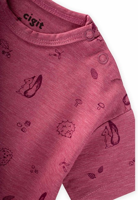 Taytlı T-Shirt Takım 0-3 Yaş Mürdüm