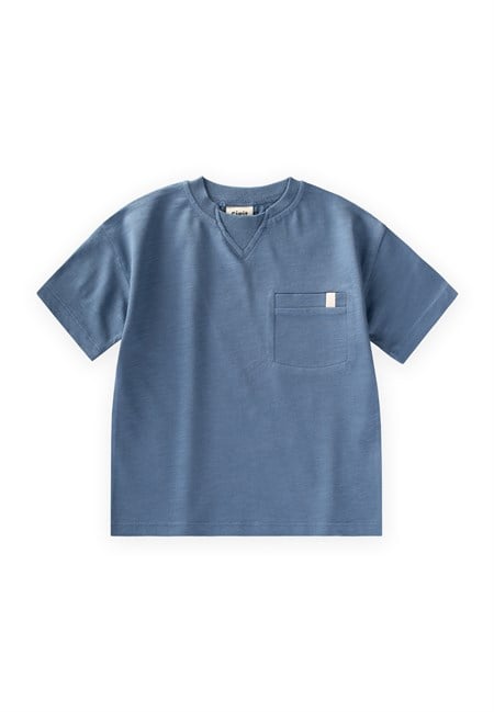 Yaka Detaylı T-Shirt 2-12 Yaş İndigo Mavi