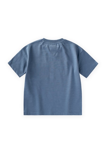 Yaka Detaylı T-Shirt 2-12 Yaş İndigo Mavi