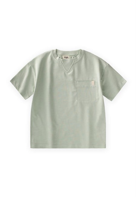 Yaka Detaylı T-Shirt 2-12 Yaş Su Yeşili