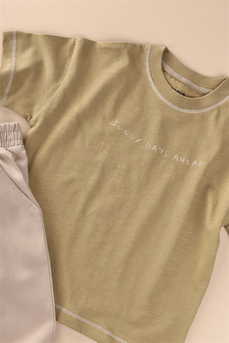 Pantolonlu T-Shirt Takım 2-10 Yaş Olive