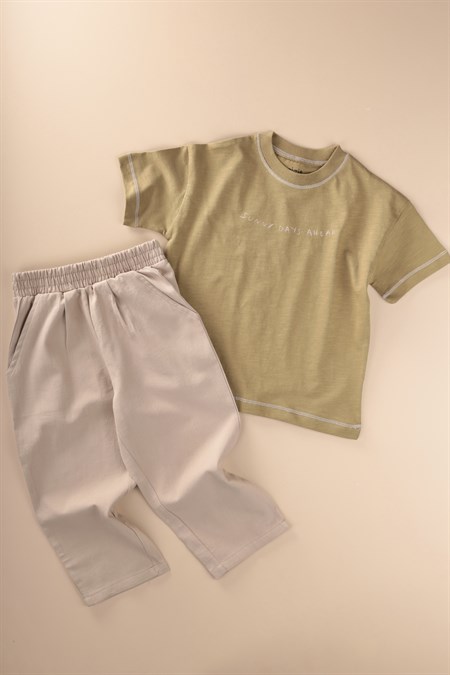 Pantolonlu T-Shirt Takım 2-10 Yaş Olive