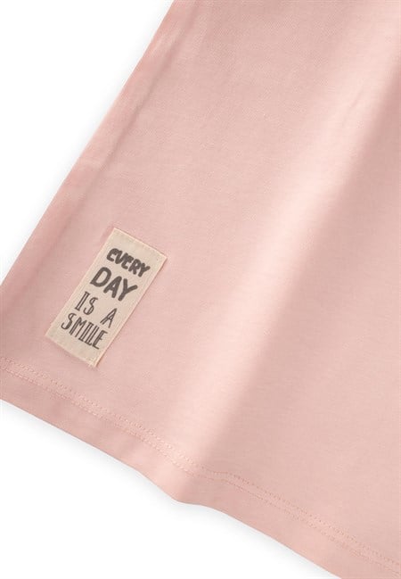 Etiketli Tunik 4-12 Yaş Pudra Pembe