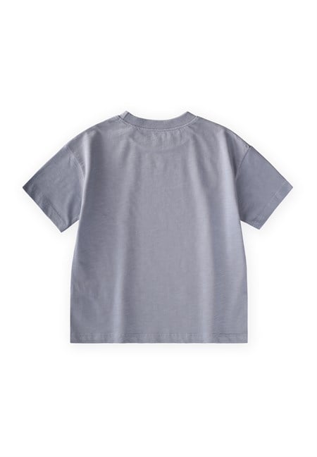 Roket Baskılı T-Shirt 2-12 Yaş Pastel Mavi