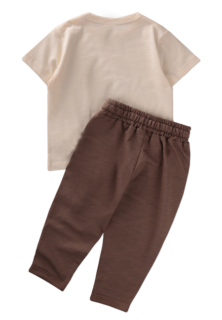 Kirpi Aplikeli T-Shirt Takım 1-5 Yaş Ekru
