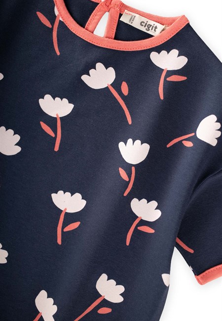 Desenli Oversize Şortlu Takım 1-7 Yaş Lacivert