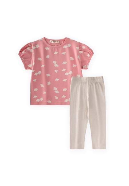 Taytlı T-Shirt Takım 1-7 Yaş Pembe