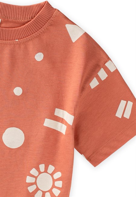 Organik Pantolonlu T-Shirt Takım 2-12 Yaş Oranj