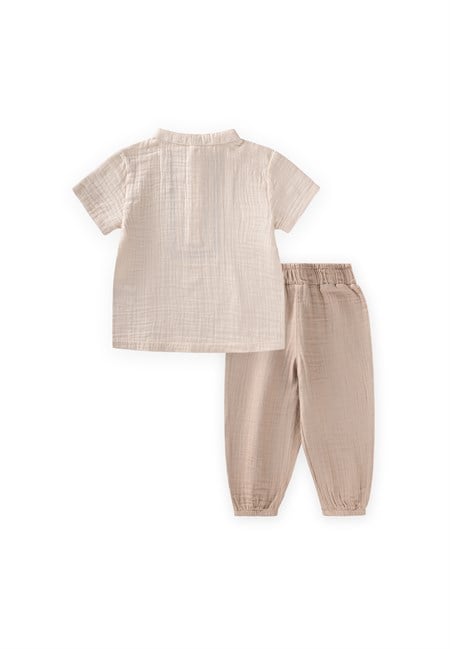 Organik Nakışlı Müslin Takım 1-10 Yaş Naturel