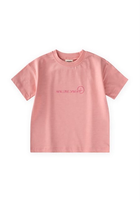 Slogan Baskılı T-Shirt 2-10 Yaş Pembe