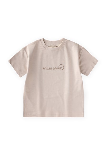 Slogan Baskılı T-Shirt 2-10 Yaş A. BEJ