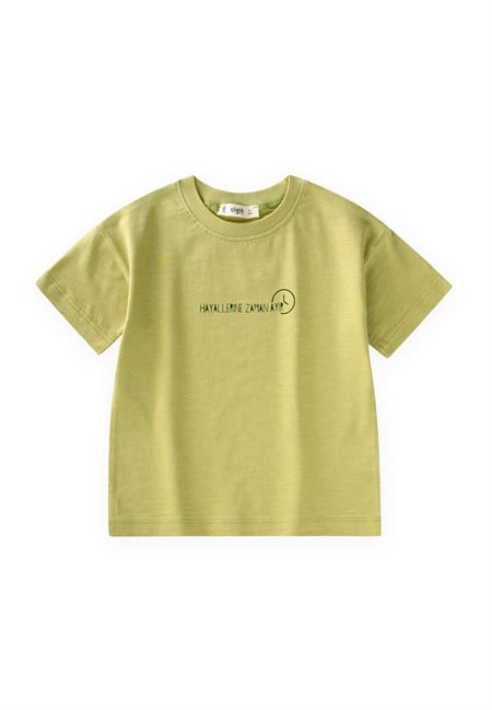 Slogan Baskılı T-Shirt 2-10 Yaş arası Lime
