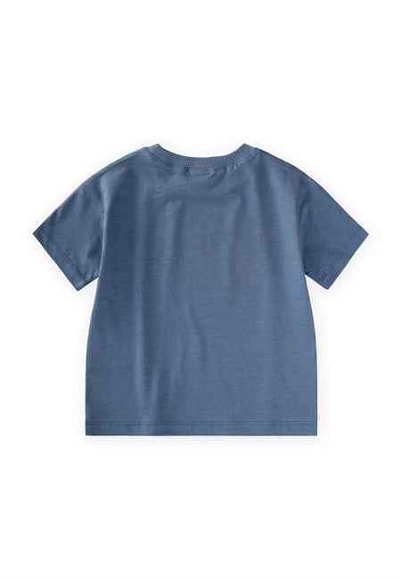 Slogan Baskılı T-Shirt 2-10 Yaş İndigo Mavi