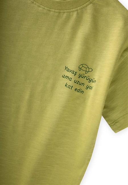 Slogan Baskılı T-Shirt 2-10 Yaş Lime
