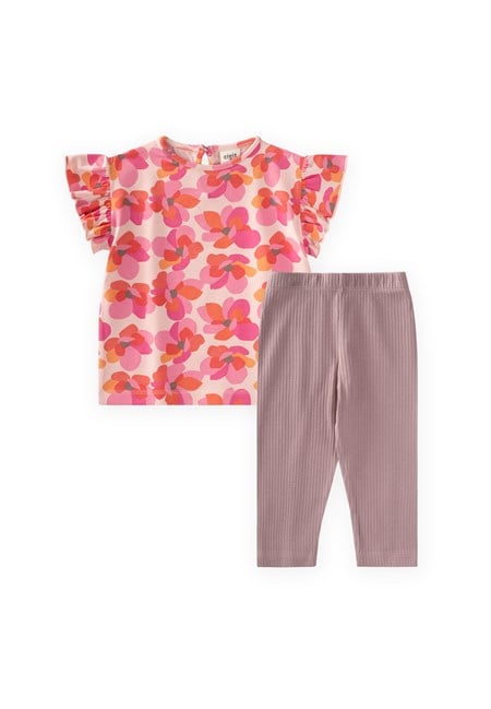 T-Shirt Takım 1-8 Yaş Pudra Pembe