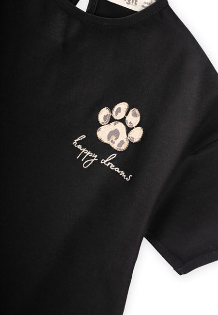 Desenli Şortlu T-Shirt Takım 1-7 Yaş Siyah