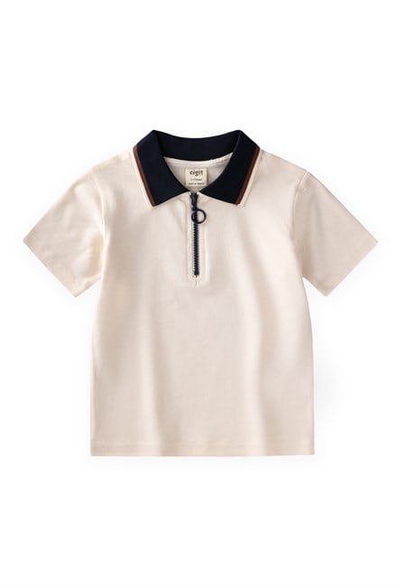 Polo Yaka T-Shirt 2-10 Yaş Ekru