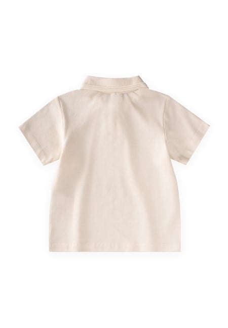 Kabartmalı Polo Yaka T-Shirt 2-10 Yaş Ekru