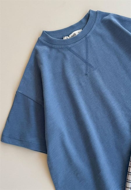 Oversize T-Shirt Takım 2-10 Yaş Mavi