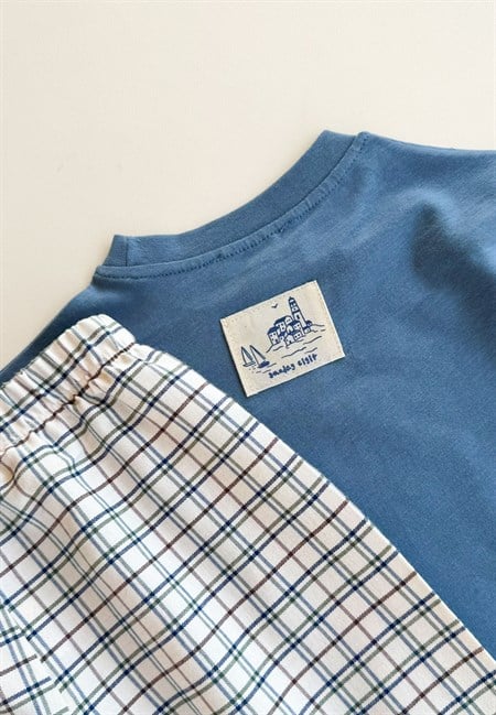 Oversize T-Shirt Takım 2-10 Yaş Mavi