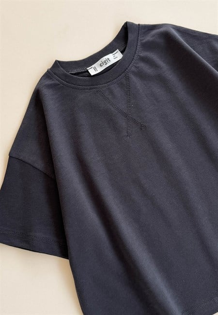 Oversize T-Shirt Takım 2-10 Yaş Antrasit