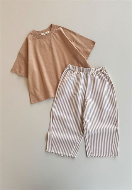 Oversize T-Shirt Takım 2-10 Yaş CAMEL
