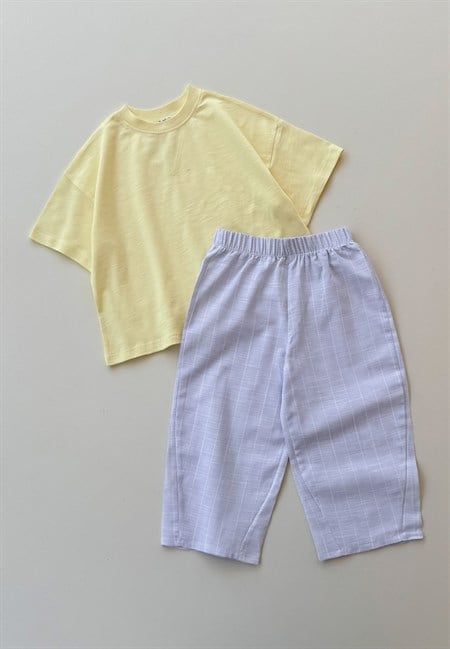 Oversize T-Shirt Takım 2-10 Yaş SARI