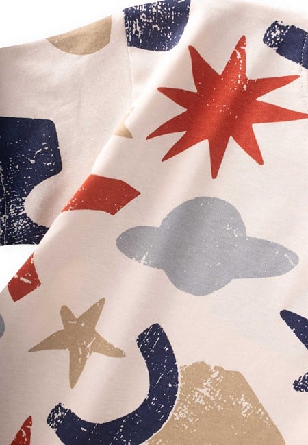 Müslin Pantolonlu T-Shirt Takım 2-10 Yaş Bej