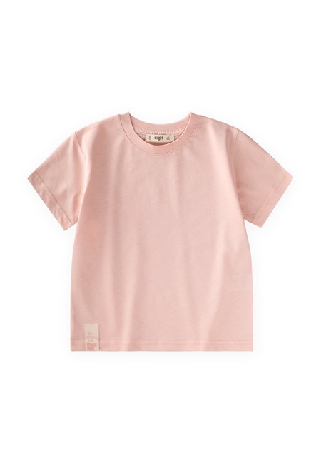 Etiket Detaylı T-Shirt 2-10 Yaş PUDRA PEMBE