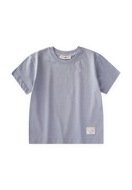 Etiket Detaylı T-Shirt 2-10 Yaş Mavi