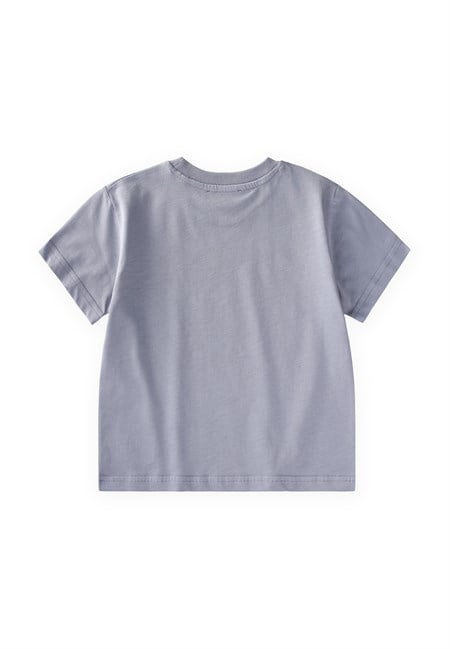 Etiket Detaylı T-Shirt 2-10 Yaş Mavi