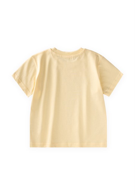 Etiket Detaylı T-Shirt 2-10 Yaş Sarı