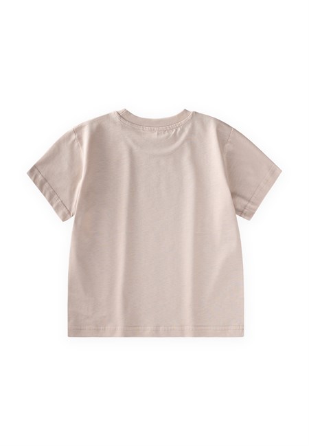 Etiket Detaylı T-Shirt 2-10 Yaş Kum