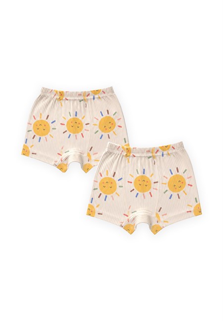 İkili Erkek Boxer Beli Reçme 2-9 Yaş GÜNEŞ DESEN