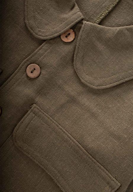Sarh Keten Düğmeli Ceket 2-7 Yaş Haki Yeşil