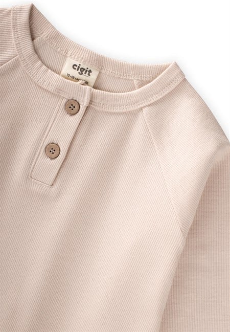 Reglan Kol Patlı Basıc Takım 1-8 Yaş Açık Bej