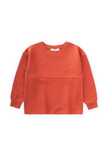 Oversize Waffle Mevsimlik T-Shİrt 2-14 Yaş Kiremit