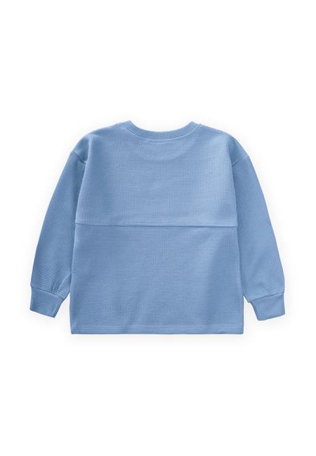 Oversize Waffle Mevsimlik T-Shirt 2-14 Yaş İndigo Mavi