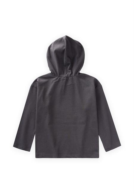 Baskılı Kapşonlu Mevsimlik T-Shırt 2-10 Yaş Füme