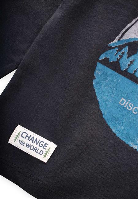 Baskılı Kapşonlu Mevsimlik T-Shırt 2-10 Yaş Füme