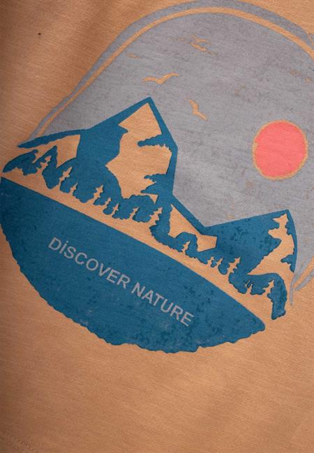 Baskılı Kapşonlu Mevsimlik T-Shırt 2-10 Yaş Camel