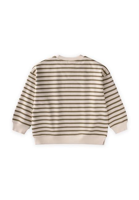 Çizgili Karyoka Detaylı Mevsimlik Sweatshirt  2-12 Yaş Olive