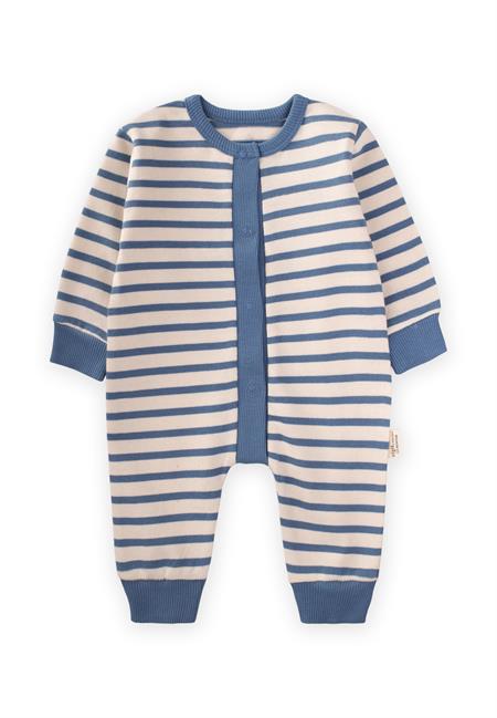 Çizgili Triko Tulum 0-3 Yaş İndigo Mavi