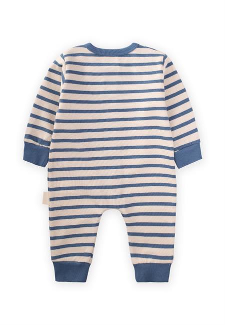 Çizgili Triko Tulum 0-3 Yaş İndigo Mavi