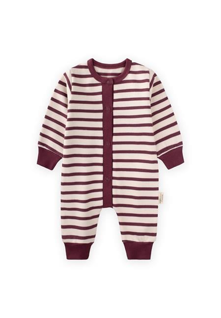 Çizgili Triko Tulum 0-3 Yaş Mürdüm