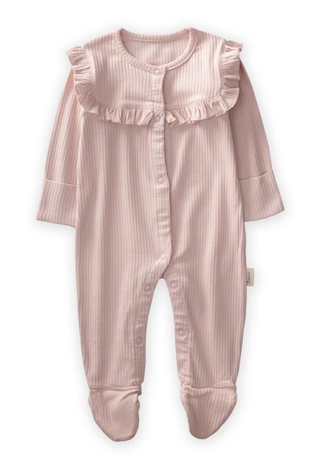 Robası Fırfırlı Ayaklı Fitilli Tulum 0-6 Ay Pudra Pembe