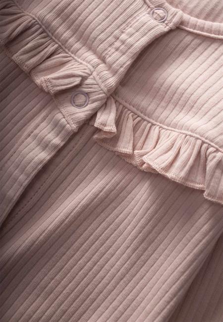 Robası Fırfırlı Ayaklı Fitilli Tulum 0-6 Ay Pudra Pembe