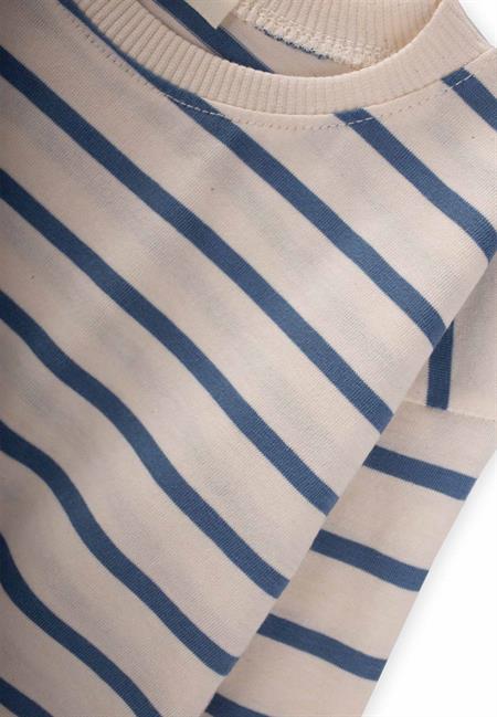 Çizgili Mevsimlik T-Shırt 1-10 Yaş İndigo Mavi