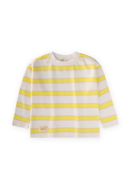 Çizgili Mevsimlik T-Shırt 1-10 Yaş Sarı Vizon Çizgili